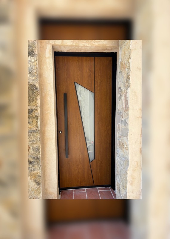 Porte d’entrée aluminium imitation bois à  Pelissanne : élégance, sécurité et performance